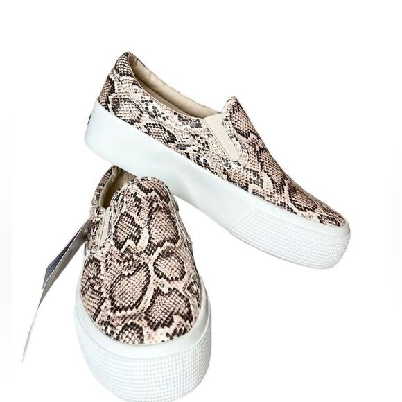 Superga Beige Faux Snakeskin Beige Gray White Platform Slip On Sneakers 5.5 NWT - Picture 1 of 8